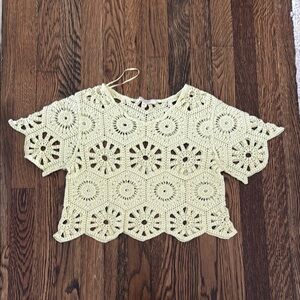 Rebellion Again Crochet Lace Crop Top in Soft Yellow